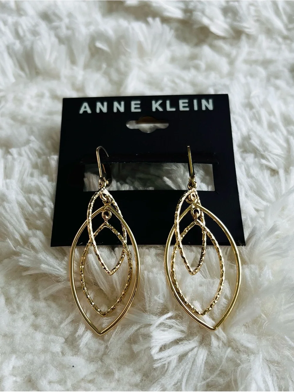 Anne Klein GOLD-TONE TEXTURED ORBITAL DROP EARRINGS